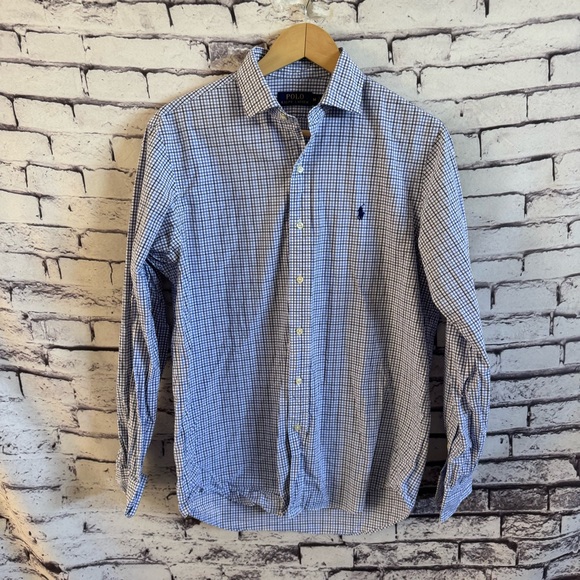 Polo Ralph Lauren Blue Checkered Button Down SZ M - Picture 1 of 4